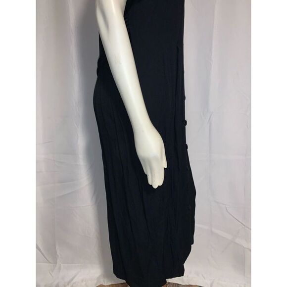 Vintage Black Button Down Dress 16P - Picture 7 of 13